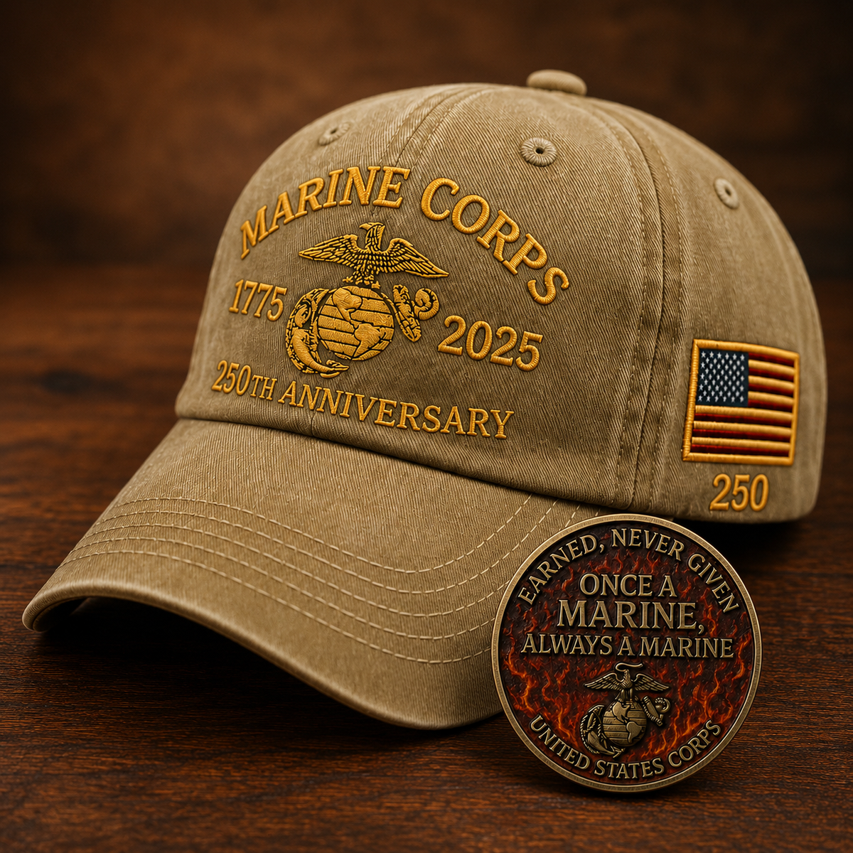 American Heritage Embroidered Cap with Free Honor Coin