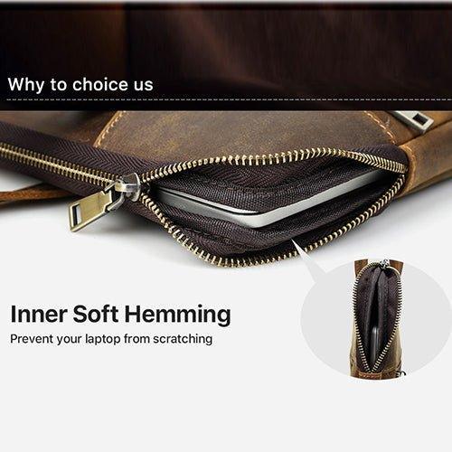 15 inch Cowhide Leather Macbook Pro Laptop Bag