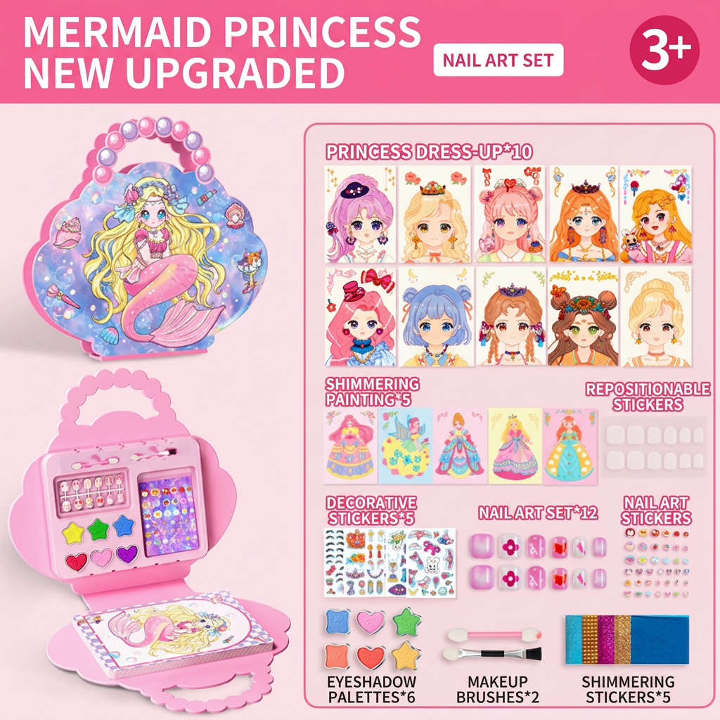 👗Special Diamond Painting & Princess Book Makeup Craft Kits Foil Art Books Set Play on Paper