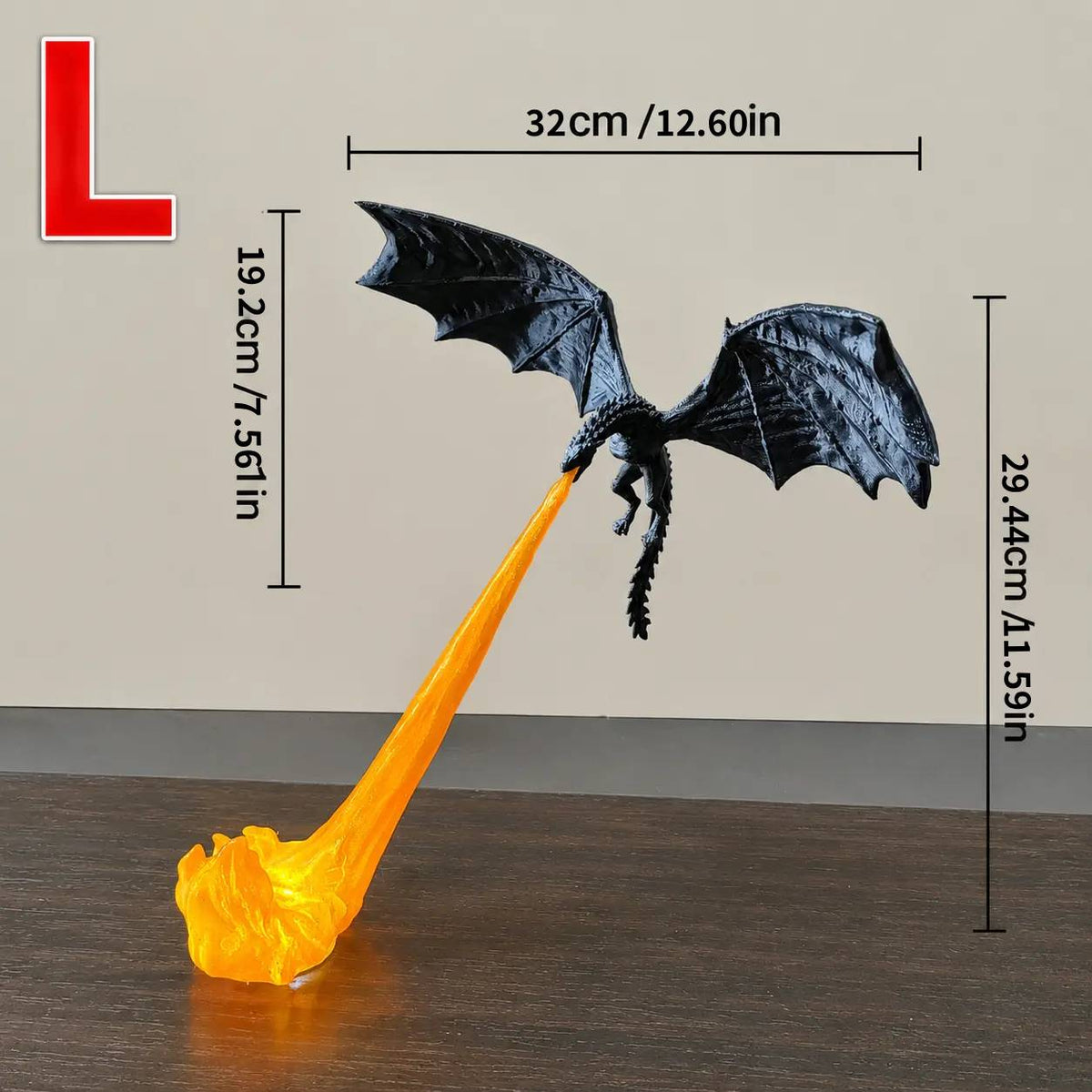 3D Fire-Breathing Dragon LED Display β Fantasy Bookshelf Decor with Glowing Flame