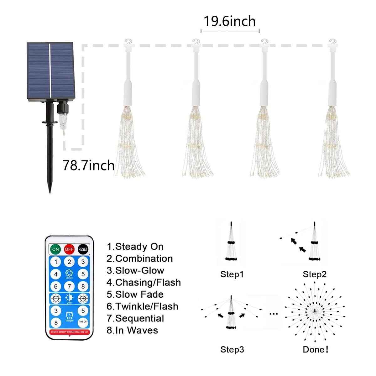 π 4-Pack Solar Fireworks Lights