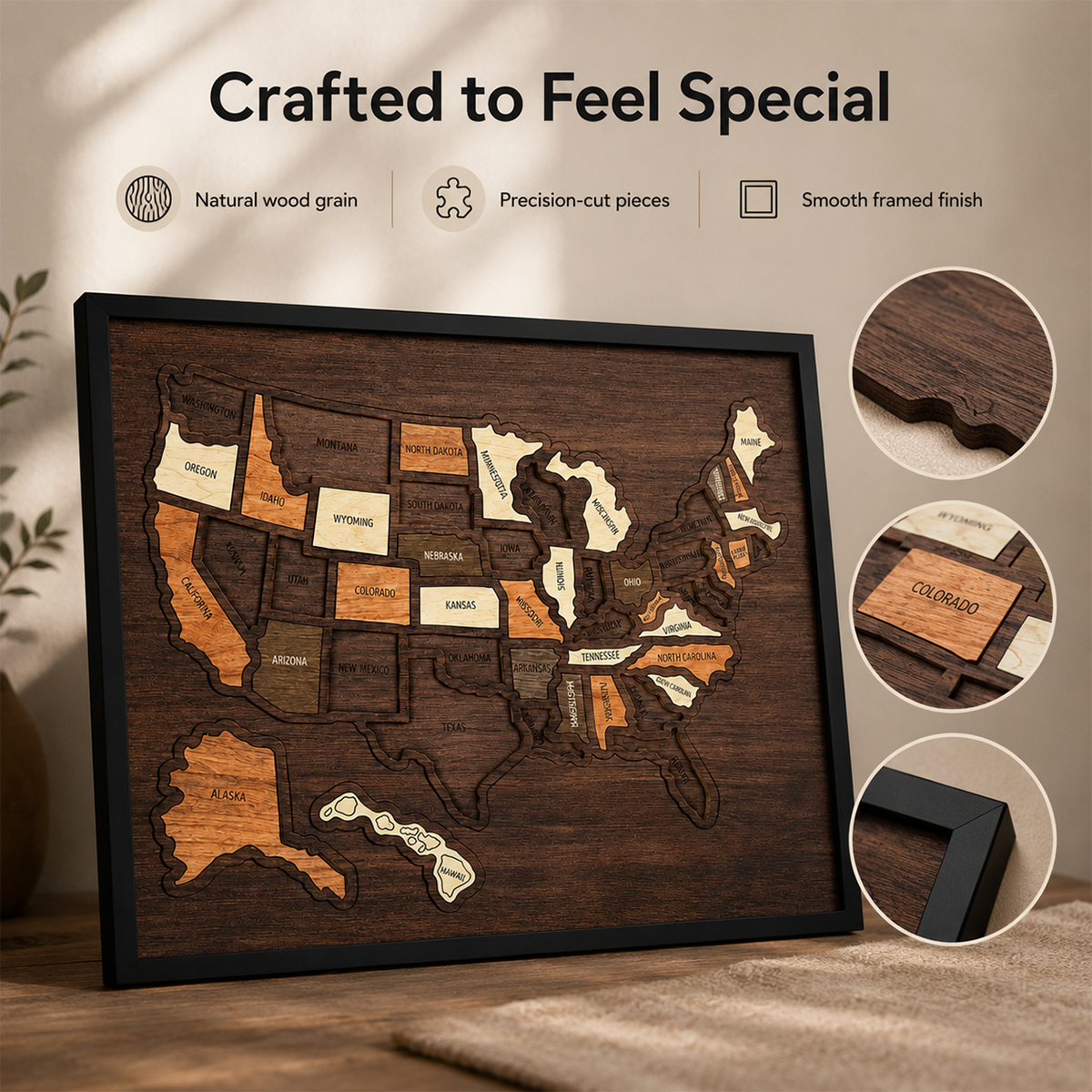 Wooden USA Travel Map Puzzleđ§Š