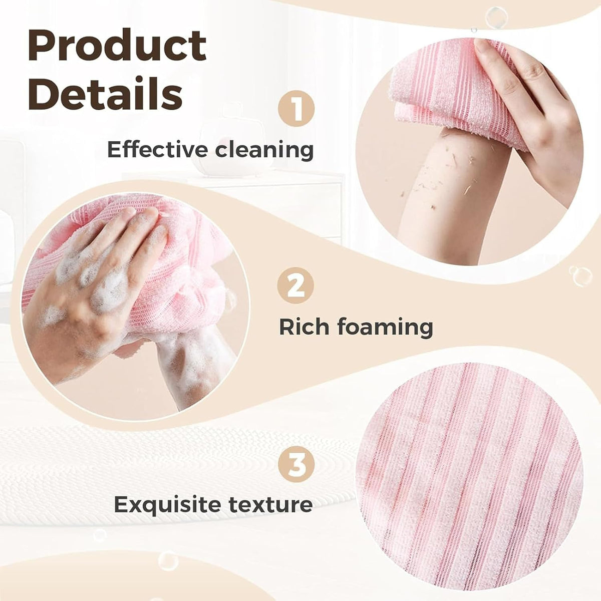 Exfoliating Shower Towels – Soft & Quick-Dry