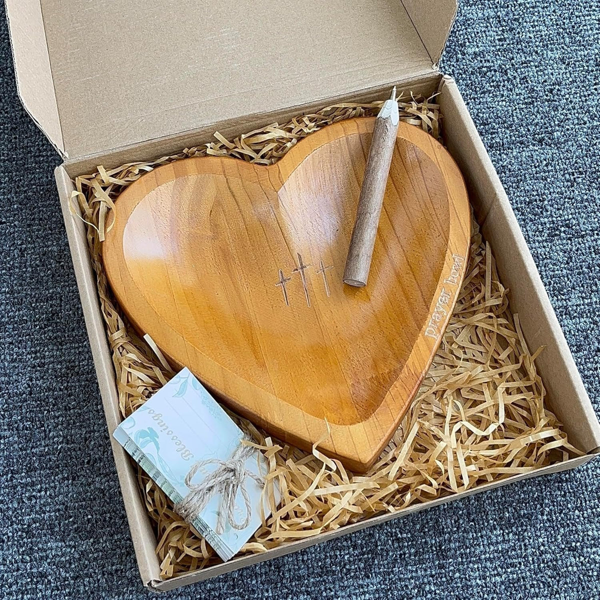 ✝️Handcrafted Wooden Heart Prayer Bowl Set