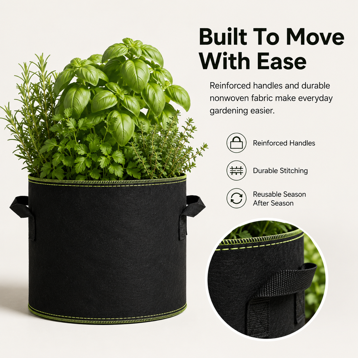 5-Pack 5 Gallon Grow Bags