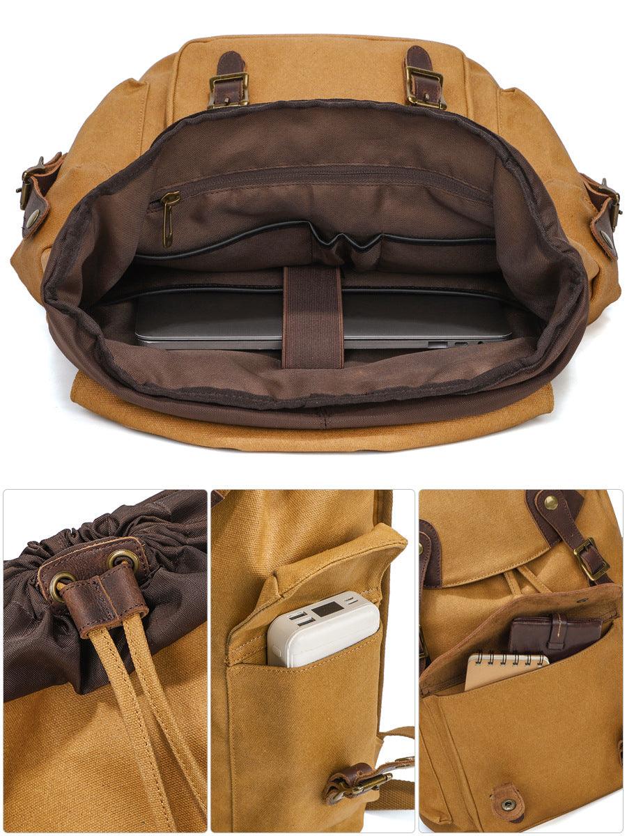 Waxed Canvas Backpack Vintage Outdoor Travel for Men