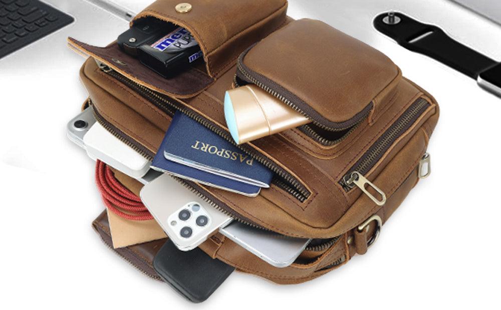 Genuine Leather Messenger Bag for 9.7 Inch iPad
