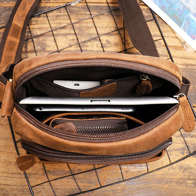 Men's Leather Messenger Bag For Large Ipad