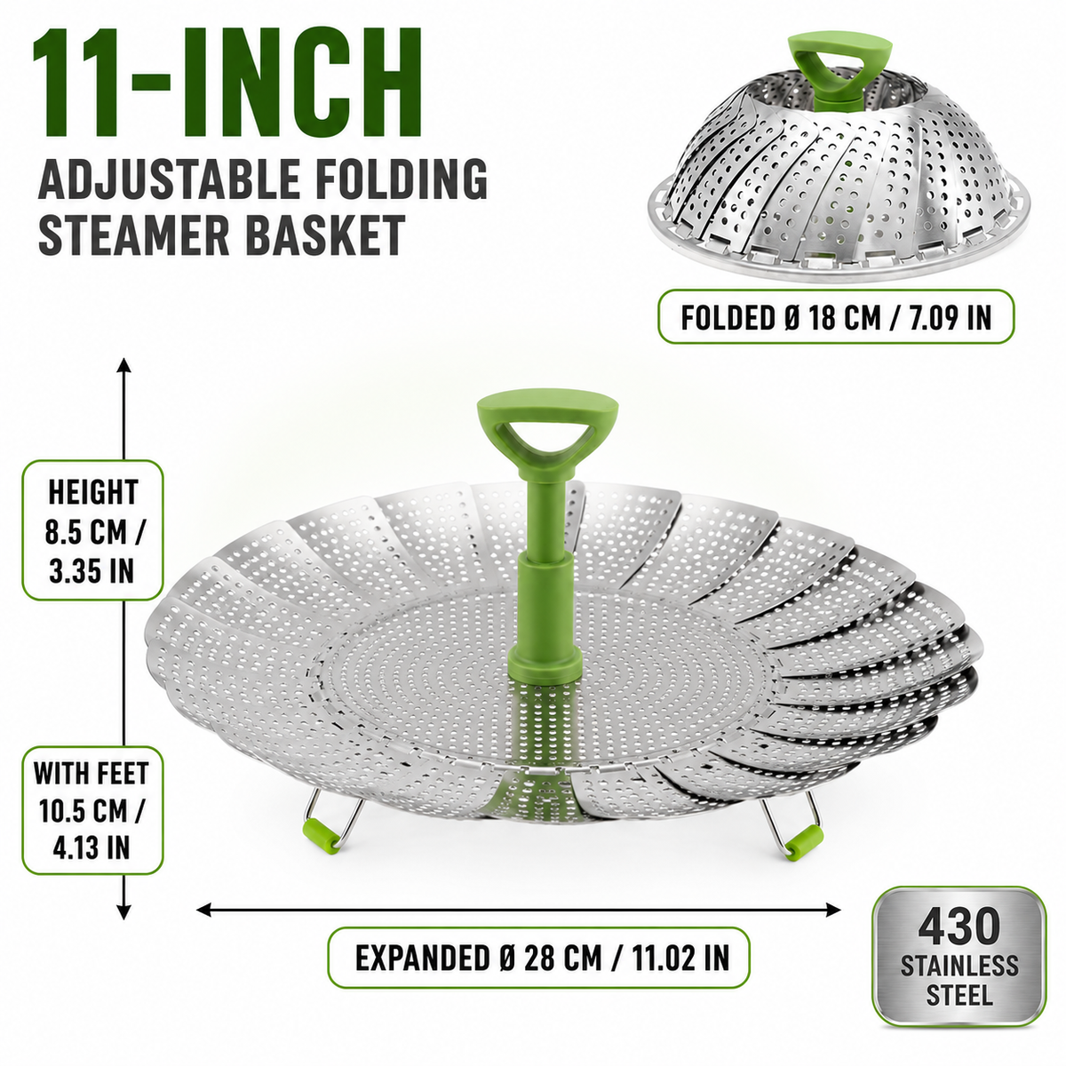 š„¦ 3-in-1 Adjustable Folding Steamer Basket ā Steam, Rinse & Serve