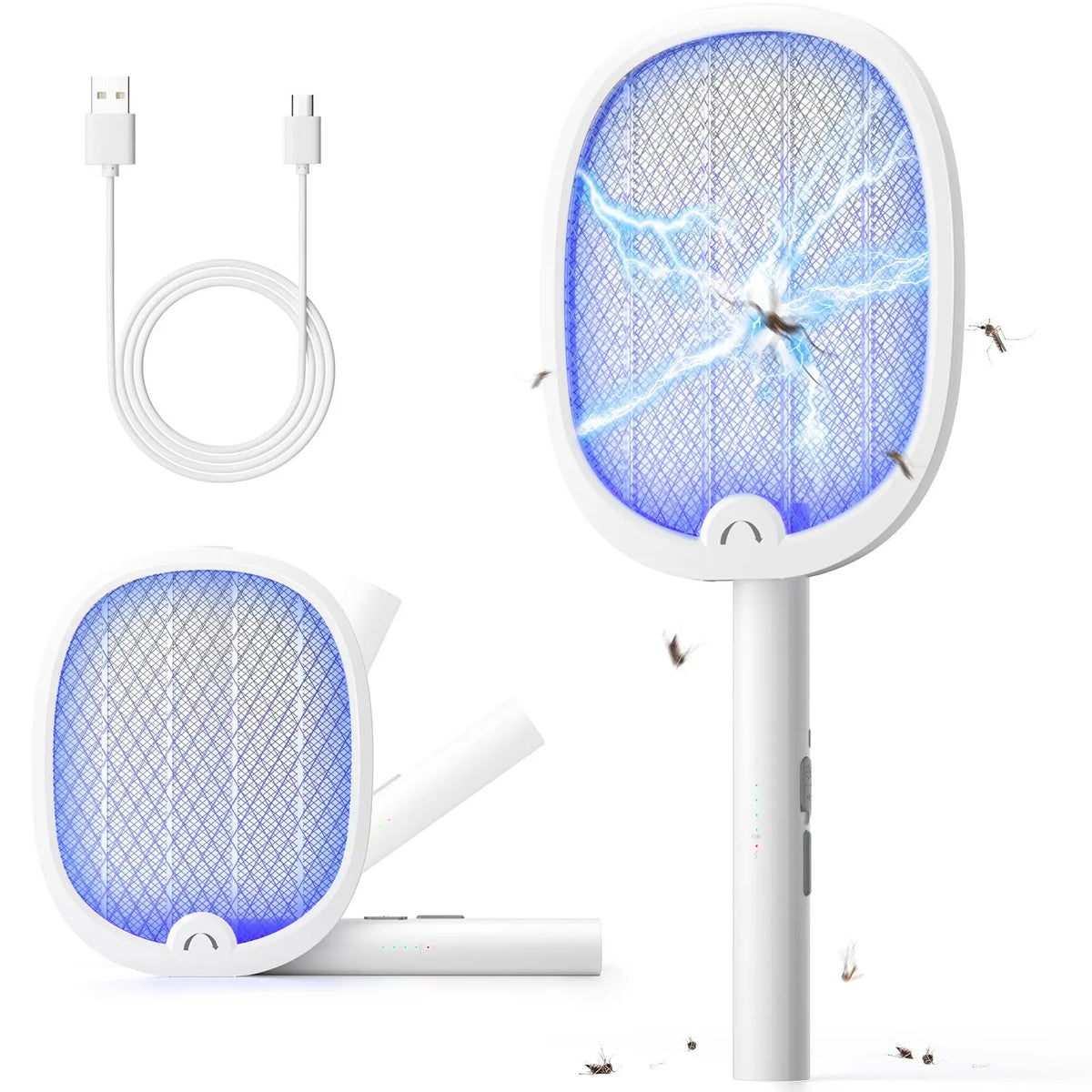Rechargeable 2-in-1 Electric Bug Zapper Racket with UV Light