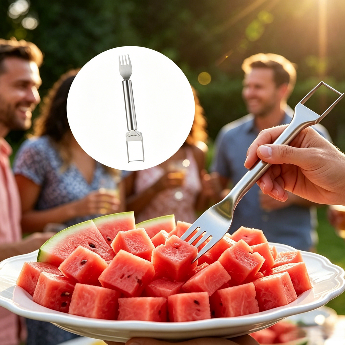 2-in-1 Stainless Steel Watermelon Fork Cut