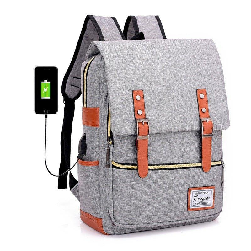 Vintage Laptop Backpack College Bag with USB Port