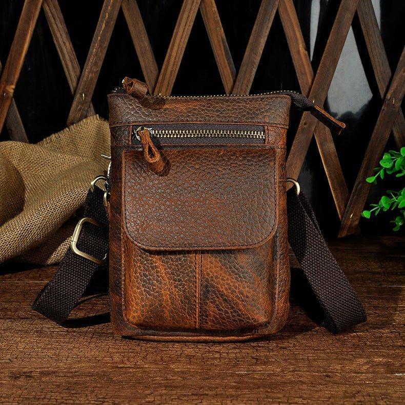 Woosir 7" Leather Waist Pack Drop Leg Bag with Hook