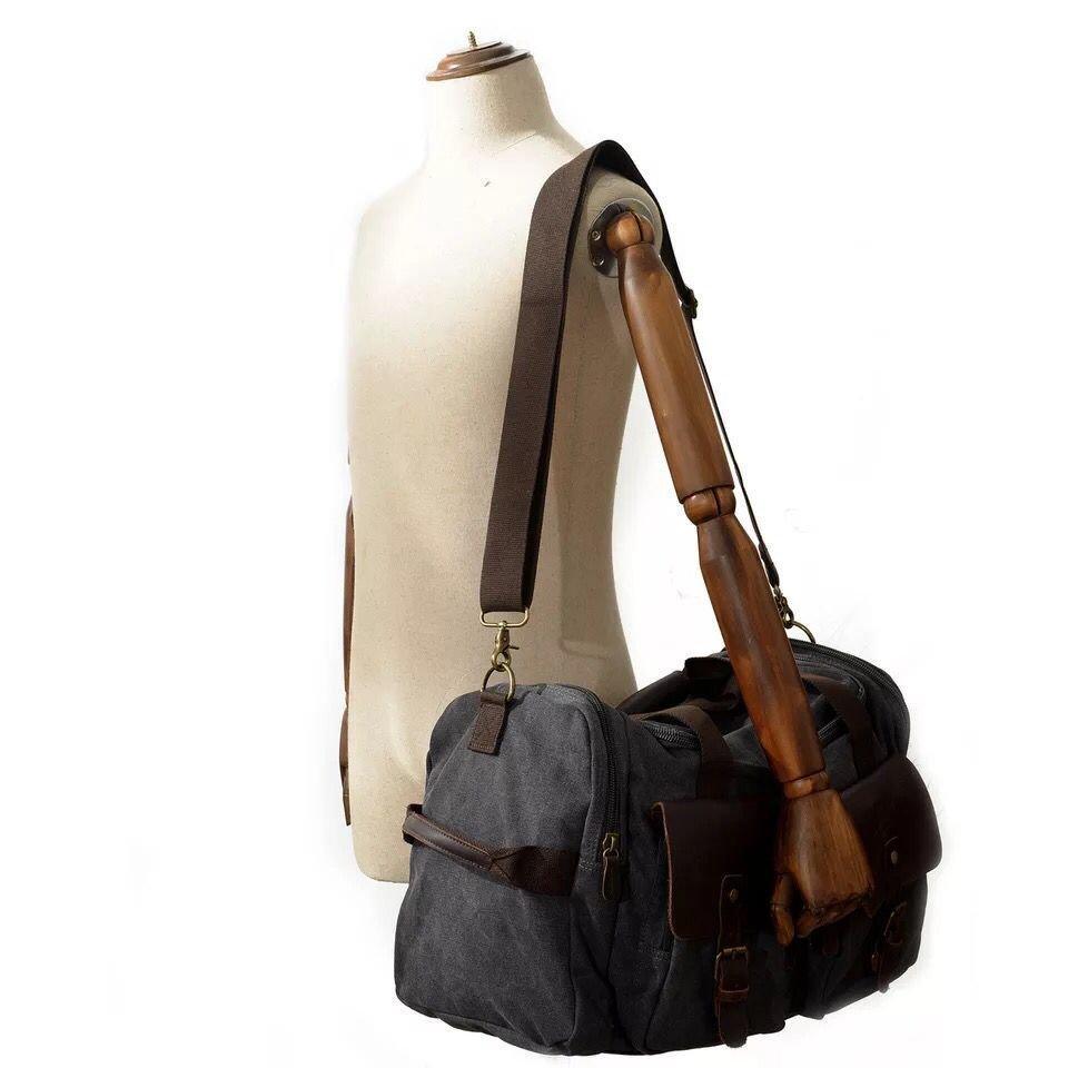 Canvas Duffle Bag Oversized Genuine Leather Bags