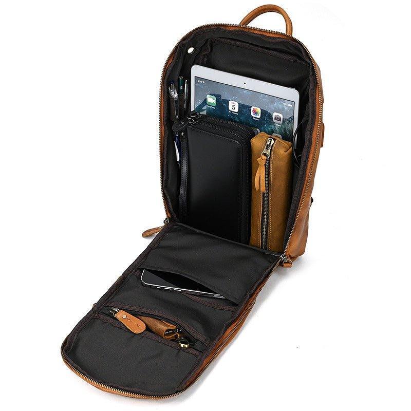 Cowhide Leather Cross Body Sling Bag with USB Port