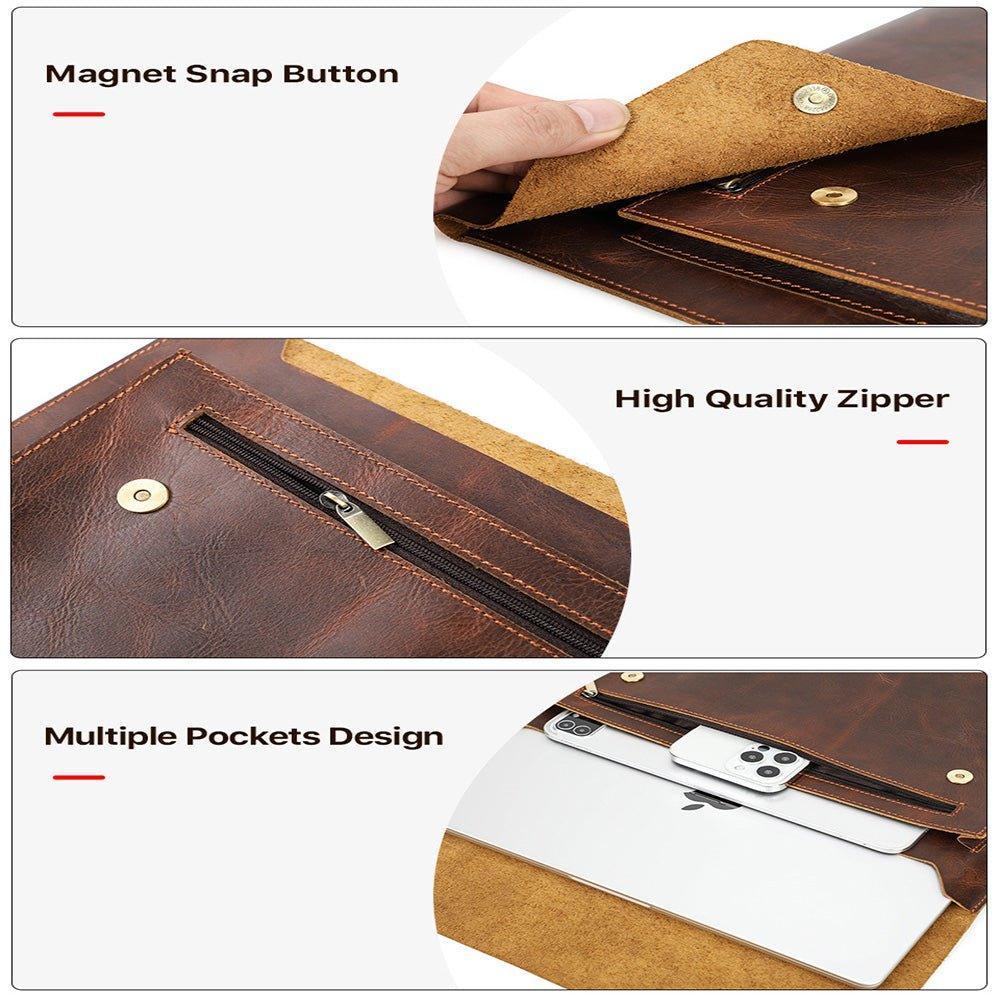 Woosir Genuine Leather Sleeve Case for 16 Inch MacBook Pro