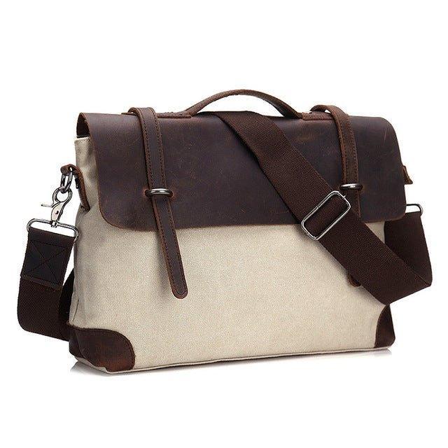 Laptop Messenger Bags Men Leather and Canvas