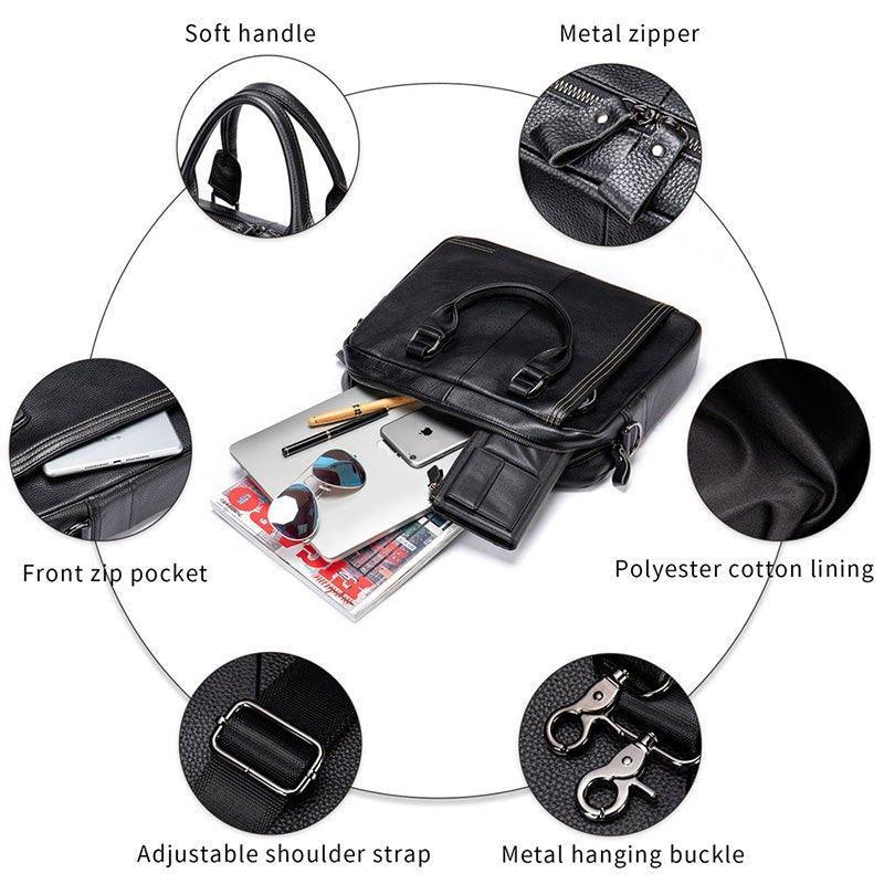 Woosir Vintage Laptop Leather Briefcase for Men