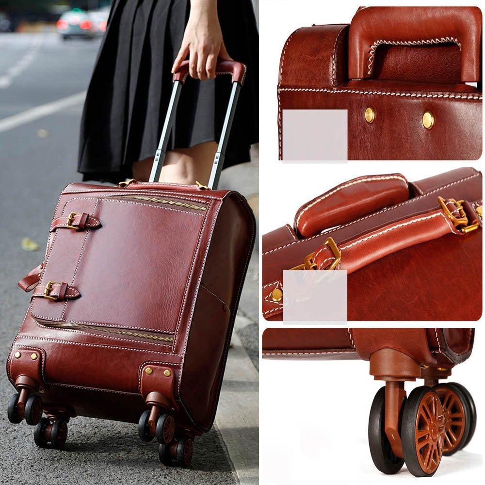 Woosir Vintage Leather Suitcase 20 Inch Travel Luggage