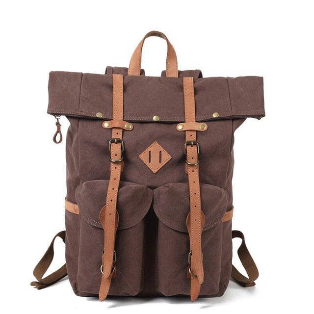 Vintage Mens Canvas Backpack Leather for Men