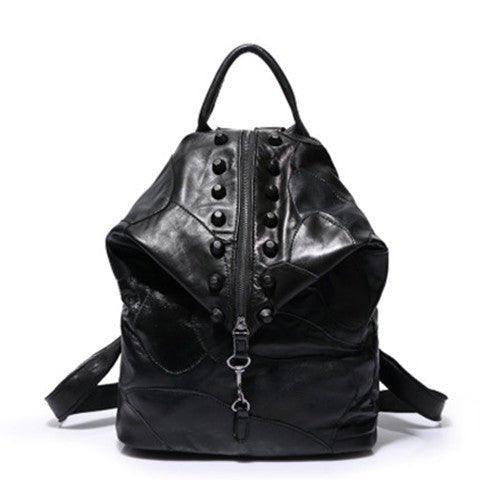Woosir Womens Leather Backpack Rivet Decoration