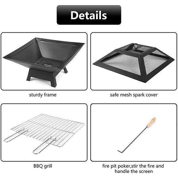 Woosir Wood Burning Square Fire Pits