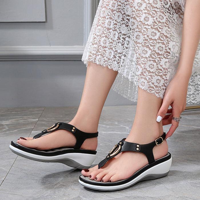 Libiyi Women Rubber Sole Casual Wedge Sandals