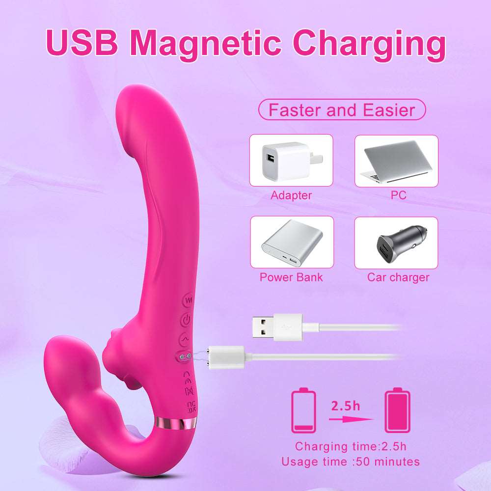 Lurevibe - 3-in-1 Rose Clit Stimulator Dual Motor Shock Panty Vibrator