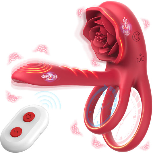 Lurevibe - Rose Cock Ring Vibrator Clit Stimulator Couple Toy Upgraded Version