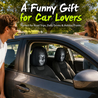 😆 Funny Cartoon Car Headrest Covers – 2PCS Universal Fit