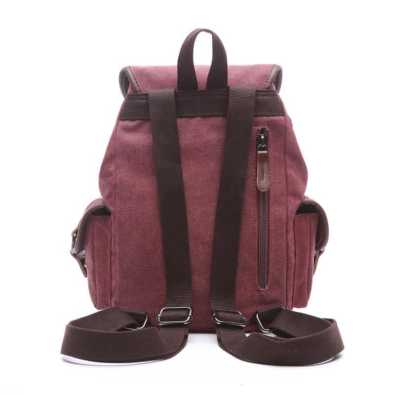 School Cotton Canvas Backpack With Multiple Pockets