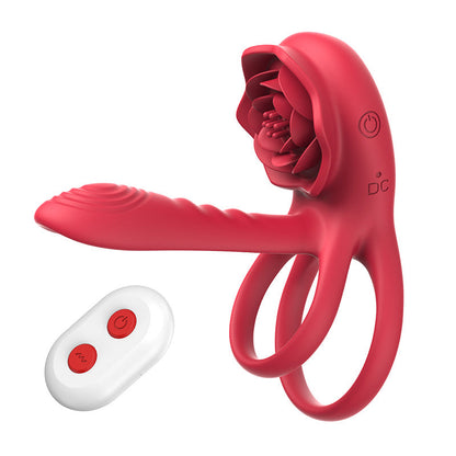 Lurevibe - Rose Cock Ring Vibrator Clit Stimulator Couple Toy Upgraded Version