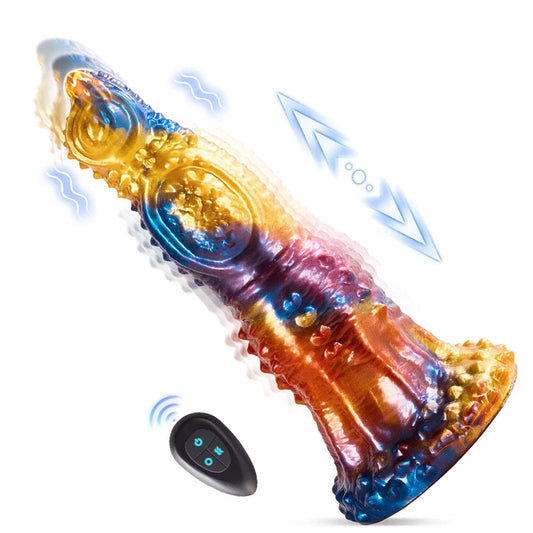 Colorful Golden Phoenix Electric Telescopic Vibrating Dildo With Remote Control