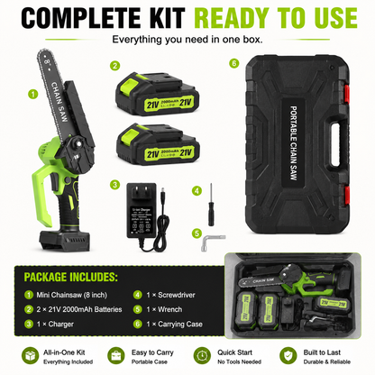 Mini Chainsaw 🔋 8-Inch Portable Electric Chainsaw for Tree Trimming & DIY URL Handle