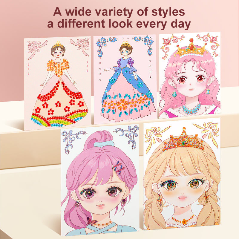 👗Special Diamond Painting & Princess Book Makeup Craft Kits Foil Art Books Set Play on Paper