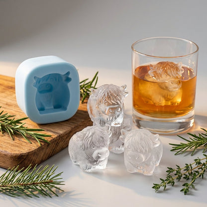 🐇🐰 Mini Highland Cow/Rabbit Ice Cube Mold – Cute 3D Ice for Drinks, Parties & Gifts