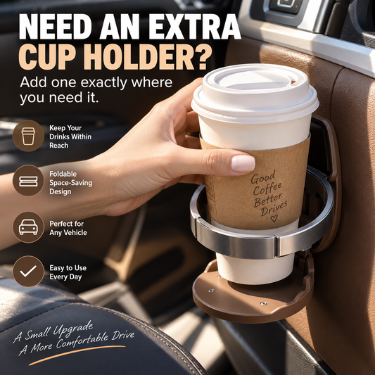 Universal Foldable Car Cup Holder – Space-Saving Drink & Phone Holder