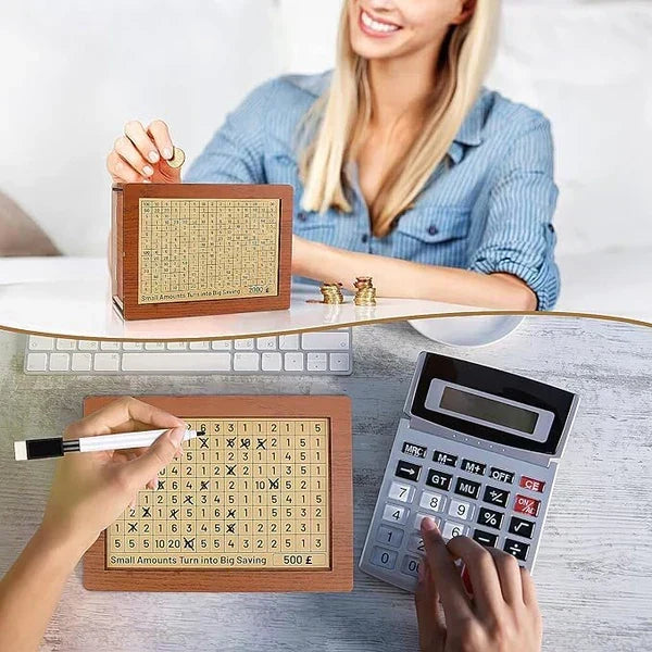 🔥🔥Wooden Lottery Ticket Game Board & Money Box with Counter
