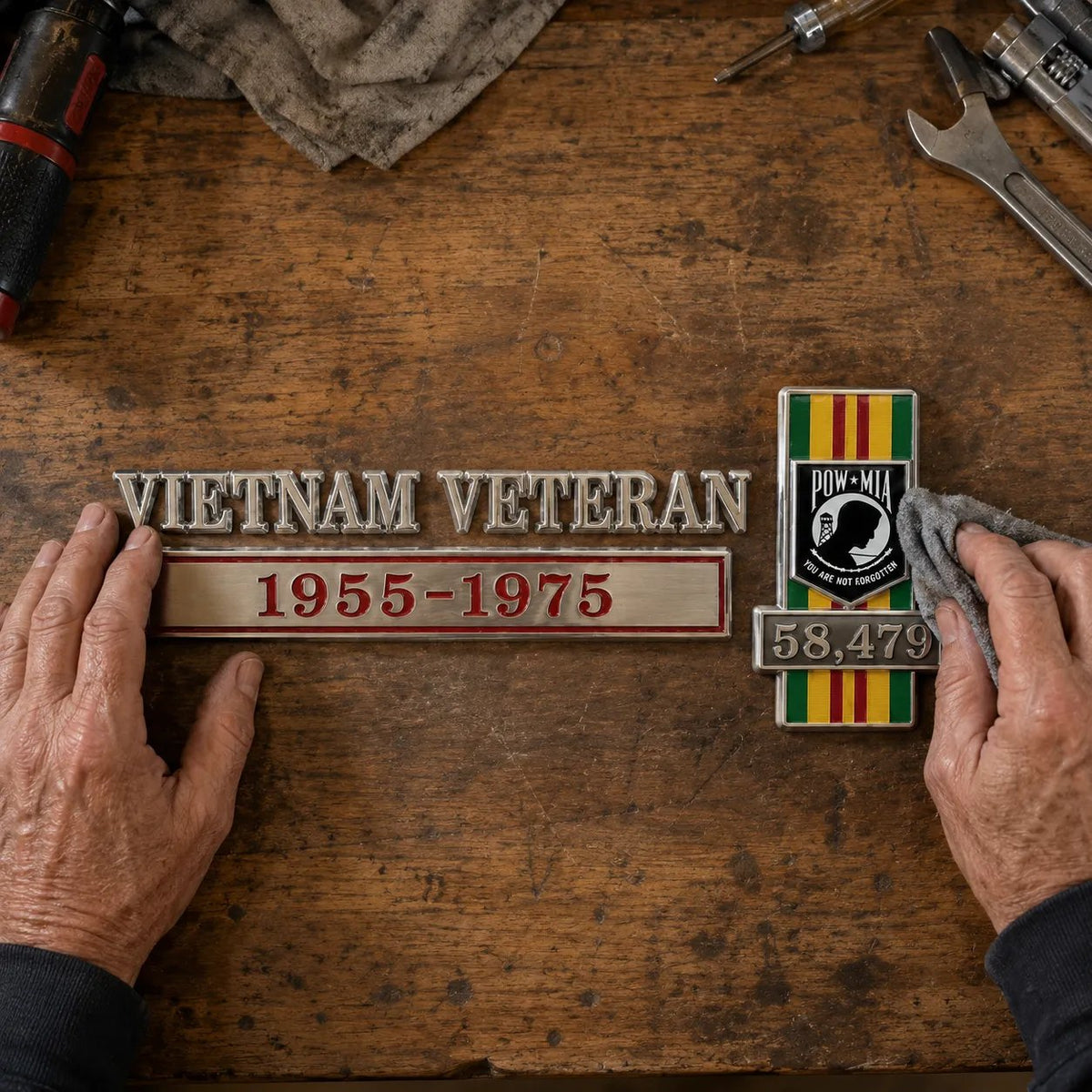 🎖️- Vietnam Veteran Tribute Car Emblem Metal Badge