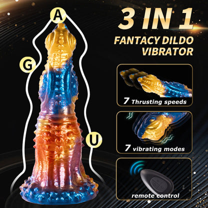 Colorful Golden Phoenix Electric Telescopic Vibrating Dildo With Remote Control