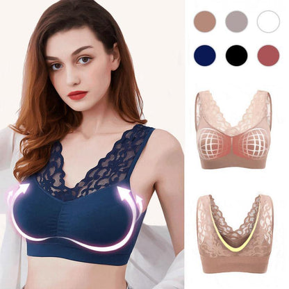 Libiyi-Breathable Sports Push Up Lace Bra