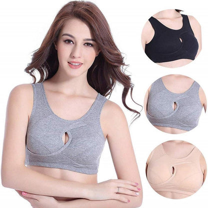 Libiyi-Women Anti-Sagging Cotton Sports Bra, 3 packs