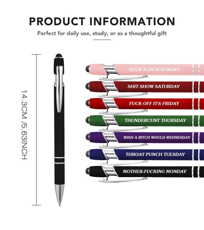 💝Funny Stress-Relief Daily Quotes Metal Ballpoint Pen Set (7 Pcs) | 🎁Office Christmas Gift Exchange