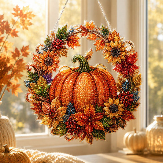 Autumn Harvest Pumpkin Diamond Art Hanging Ornament Kit