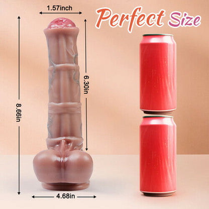 3 Telescopic Swing 10 Vibrating Heating Horsewhip Monster Dildo 8.66 Inch