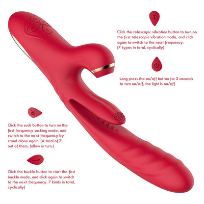 Lurevibe - 3 in 1 Suction & Thrusting Vibrator With Tongue For Clitoris & G-spot