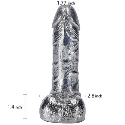 Silver Dildo 6.8 Inch G spot Monster Metal Dildo Sex Toy for Women