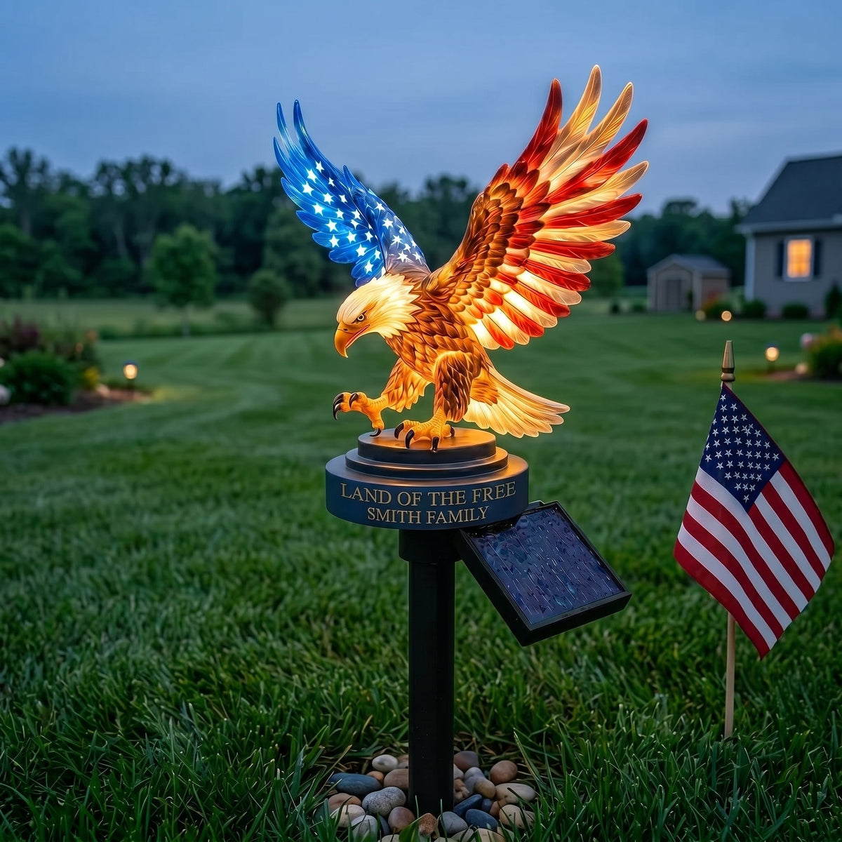 🦅 Personalized Solar Eagle Garden Light