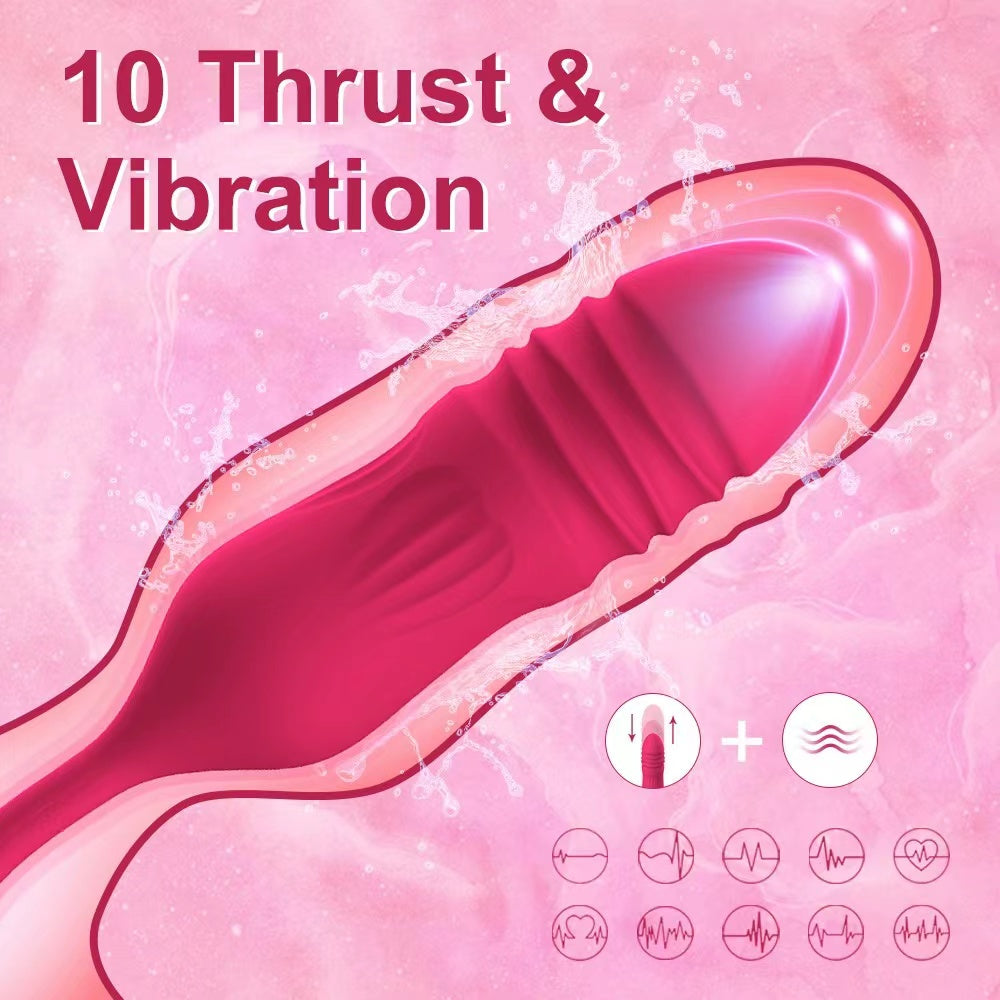 Lurevibe - Rose Toy Vibrator Female Telescopic Egg Jumping Tongue Licker Sex Toys