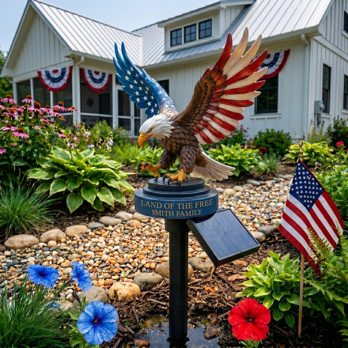 🦅 Personalized Solar Eagle Garden Light